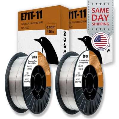 (2 x 10-Lb Spools) E71T-11 .035'' Flux Core Welding Wire - Gasless Mild Steel MIG