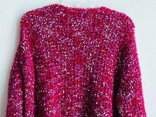 NEW! Ransom Popcorn Stitch Chenille Slightly Cropped Button Front LS Cardigan XL - Picture 4 of 5