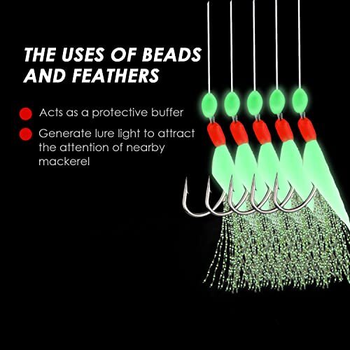 Mackerel Fishing Rigs 5-Pack Fluro Mackerel Flasher Feather Rigs - 5 ...
