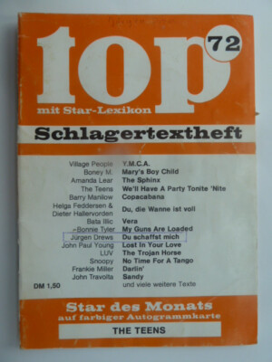 top Schlagertextheft Nr. 72, leider ohne Autogrammkarte