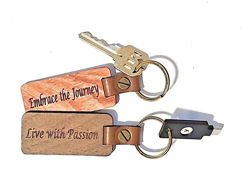 Llaveros motivacionales de madera y cuero con llaveros - Imagen 8 de 23