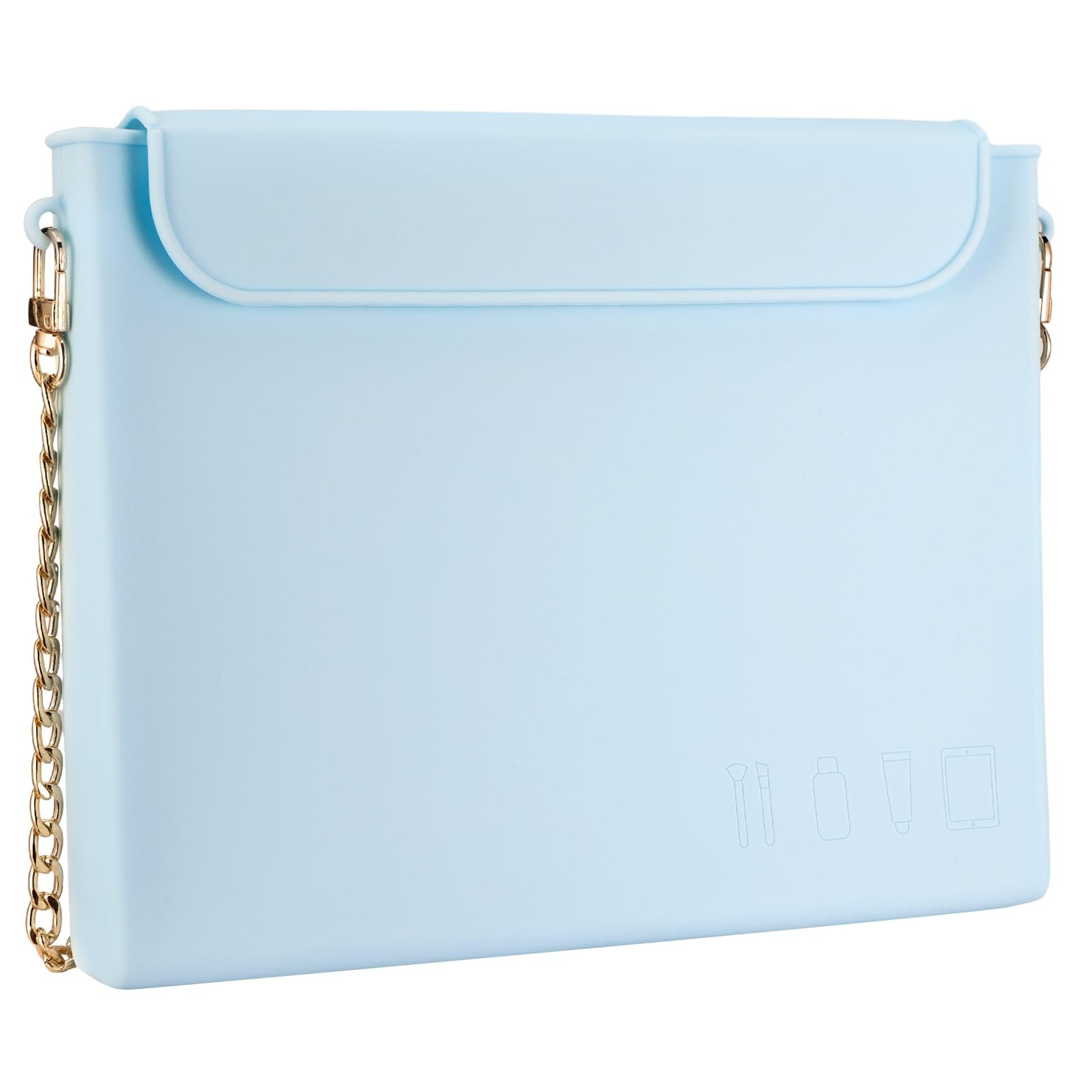 Slim Silicone Travel Makeup Bag with Chain for Women Toiletry Organizer