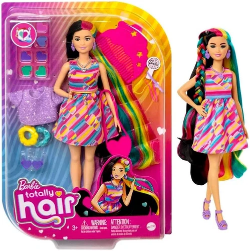 Barbie Totally Hair Heart-Themed Doll, Petite, 8.5" Fantasy Hair 15 Accessories