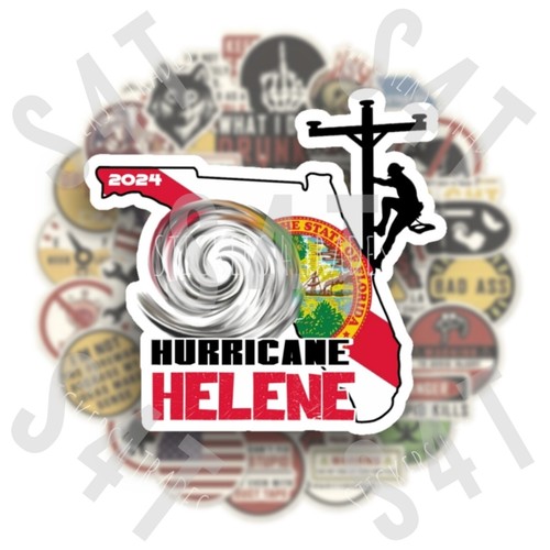 2024 Hurricane Helene Florida Lineman Hard Hat Sticker Tropical Storm Decal Crew - Bild 1 von 8
