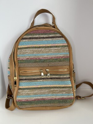 Tommy Bahama Straw Multi Color Stripe Backpack