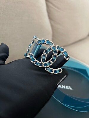 Authentic Chanel CC Logo Runway Blue PVC Belt  Sz.80 - New Authentic Chanel CC logo Runway Blue PVC Belt Sz.80 - New | eBay main image 2