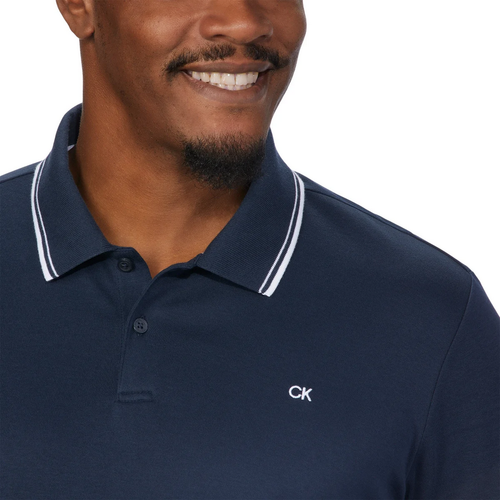 Calvin Klein Mens X-Large Liquid Touch Polo Shirt - Blue - 第 3/3 張圖片