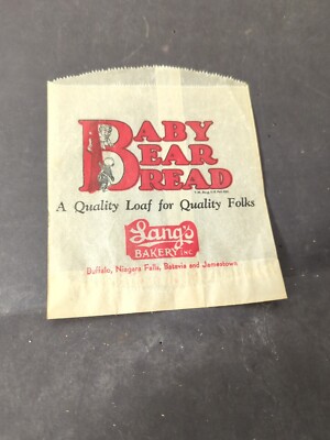 SCARCE 1950s BABY BEAR BREAD Lang's Bakery New York Wrapper Advertising A