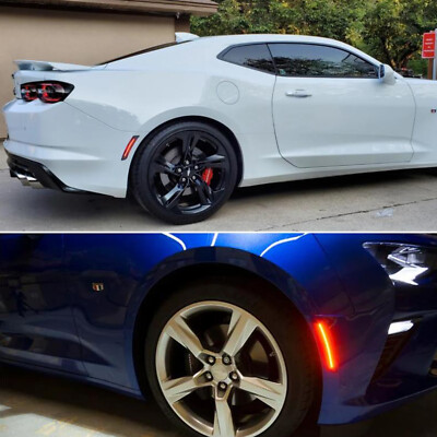 Smoked Lens Red LED Rear Side Marker Lights For 2010-2015 Chevy Camaro LS SS ZL1
