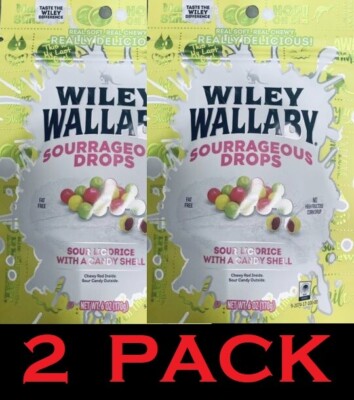 2x Wiley Wallaby SOURRAGEOUS DROPS Sour Licorice With a Candy Shell 6 Oz 2 PACK