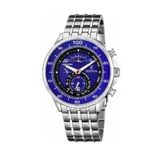 Festina F6830/3 Steel Silver Blue Chrono Watch Steel Men's Chronograph Watch
