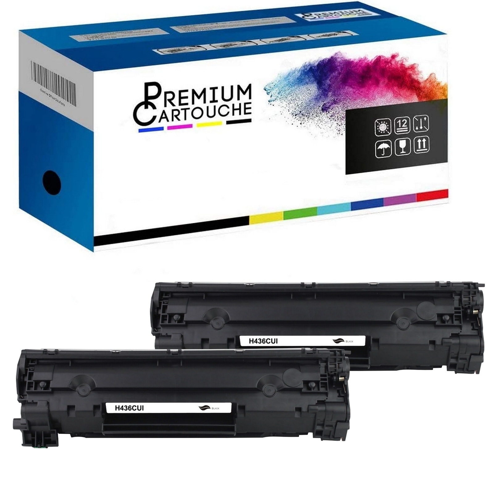 Toner EP713 CB436 noir lot de 2 idéal pour le télétravail et les devoirs à la maison