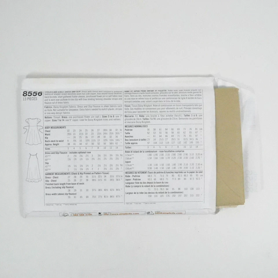 Simplicity 8556 Girls Child Dress Slip Sewing Pattern Size 8-14 Daisy Kingdom - Image 3 of 4