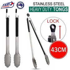 17inch Long Handle Stainless Steel Tongs 43cm Kitchen Food Cooking Salad BBQ AU