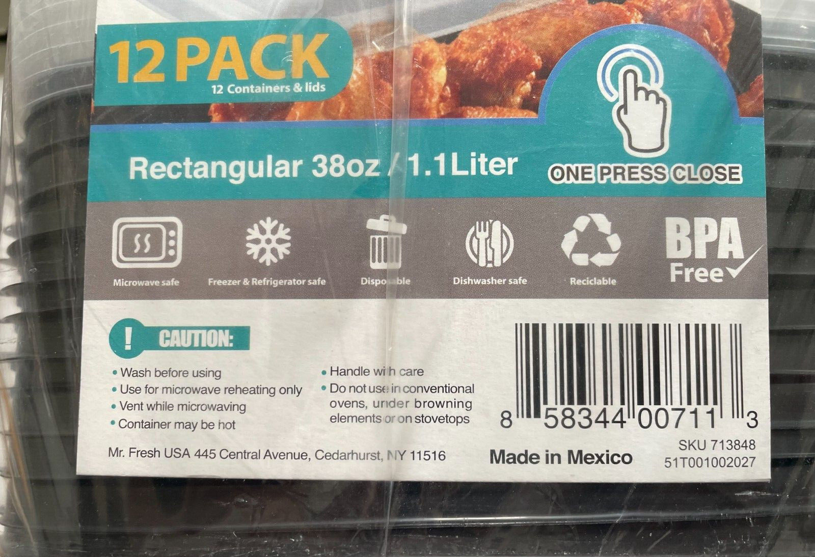 Mr. Fresh Disposable Rectangular Plastic Leftover Container 12 Pack New