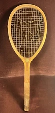Antique N J Magnan Wood Tennis Racket N. Attleboro Mass