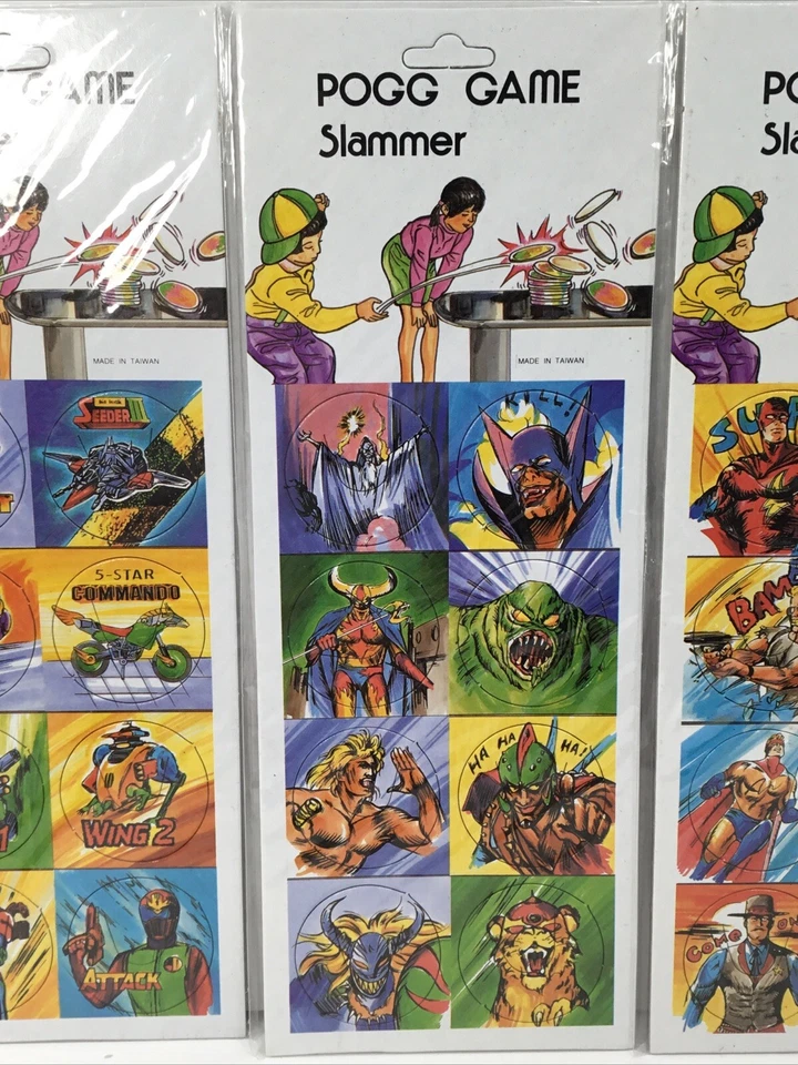 NIP Vintage "POGG GAME" POGS Slammer Milk Cap Game 3 Sets 16pcs Un-Punched - Image 4 of 4