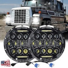 Round 7inch Chrome Led Headlight Projector For Ford Ln7000 Ln8000 Ln9000 Trucks
