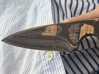 Warren Thomas Knives Custom Tanto Double Laminated CB & ATS-34 Steel Rare