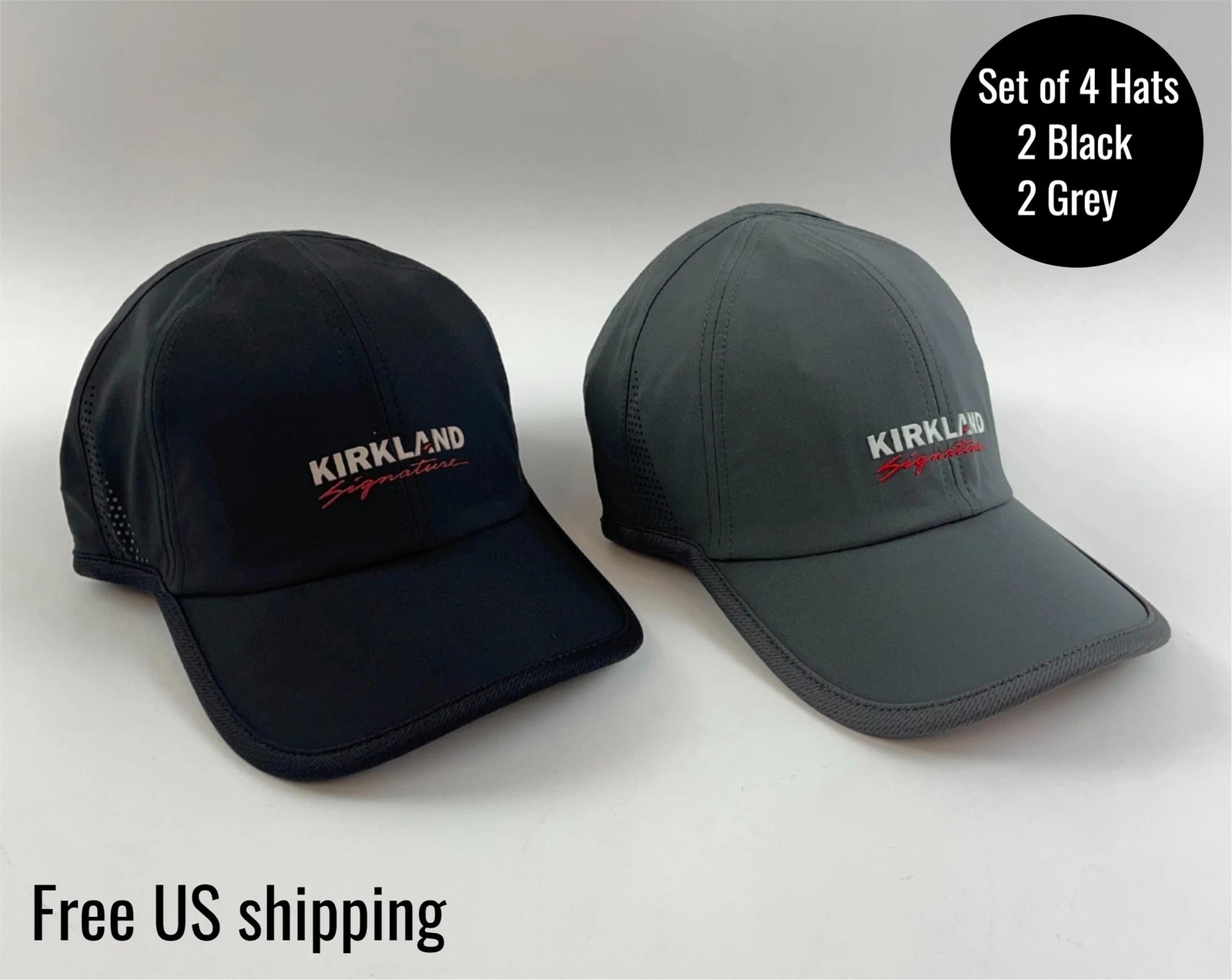 Kirkland Signature Costco Trucker Hat Gray Black Moisture Wicking Unisex Cap Set