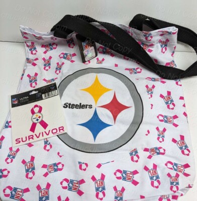 STEELERS Support Breast Cancer Research Pink Tote Bag & Pink Survivor Decal NEW