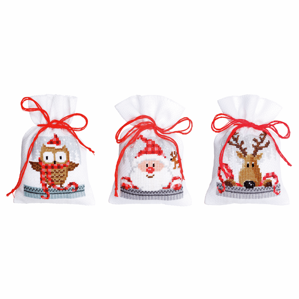 Vervaco counted herbal bags stitch kit Christmas buddies kit of 3, DIY - Image 3