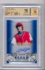 YULIESKI GURRIE 2016 LEAF TRINITY CLEAR BLUE AUTO RC #14/25 BGS 10/10 PRISTINE