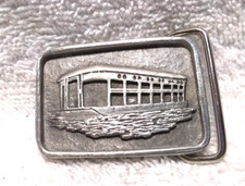 Silver Pewter Blaisdell Belt Buckle Bus Trolly Boat Great Vintage Condition