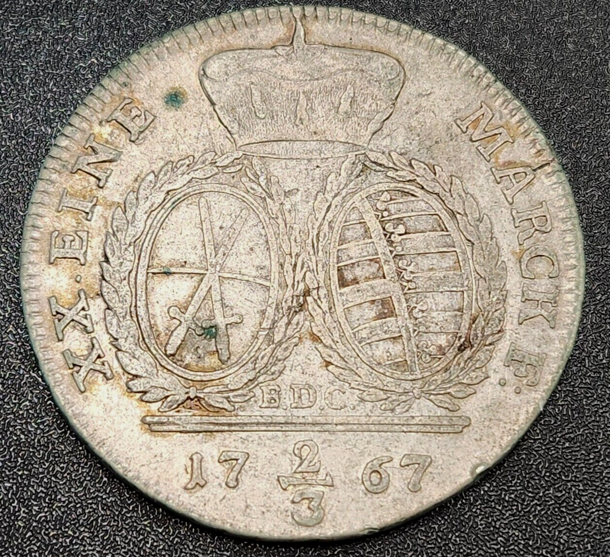 1767 EDC Saxony 2/3 Thaler - Frederick Augustus III - Higher Grade