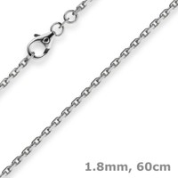 1,8Mm Kette Collier Ankerkette Halskette, 585 Gold WeißGold, 60Cm Unisex