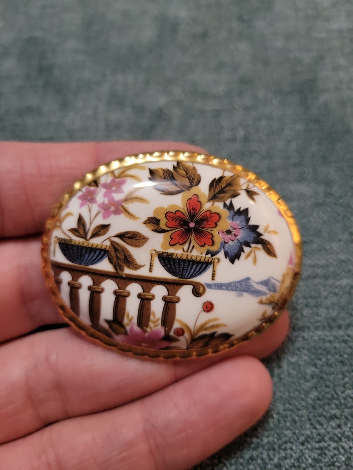 Vintage Ainsley Fine Bone China Brooch Pin Gem
