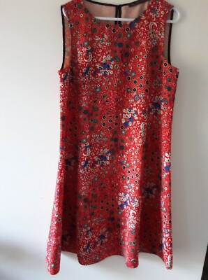 ZARA BASIC  Dress Womens Size  Medium Red floral  Print  Sleeveless  Shift Party