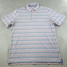 Johnnie-O Polo Shirt Mens XL Blue Red Striped Performance Golf Stretch Casual