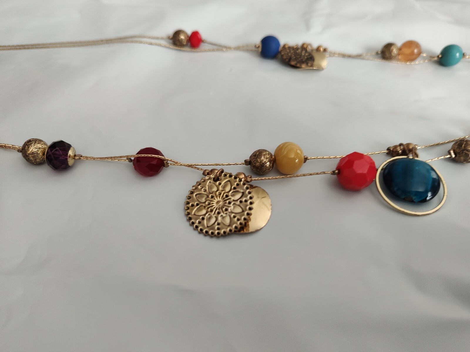 Layered Dangled Shaker Charm Statement Necklace M… - image 3