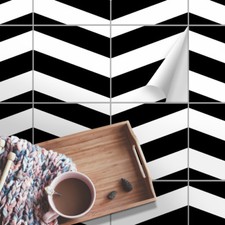 Floor Tile Stickers Set of 20 "Zig Zag" for Kitchen, Bathroom, Shower Durable