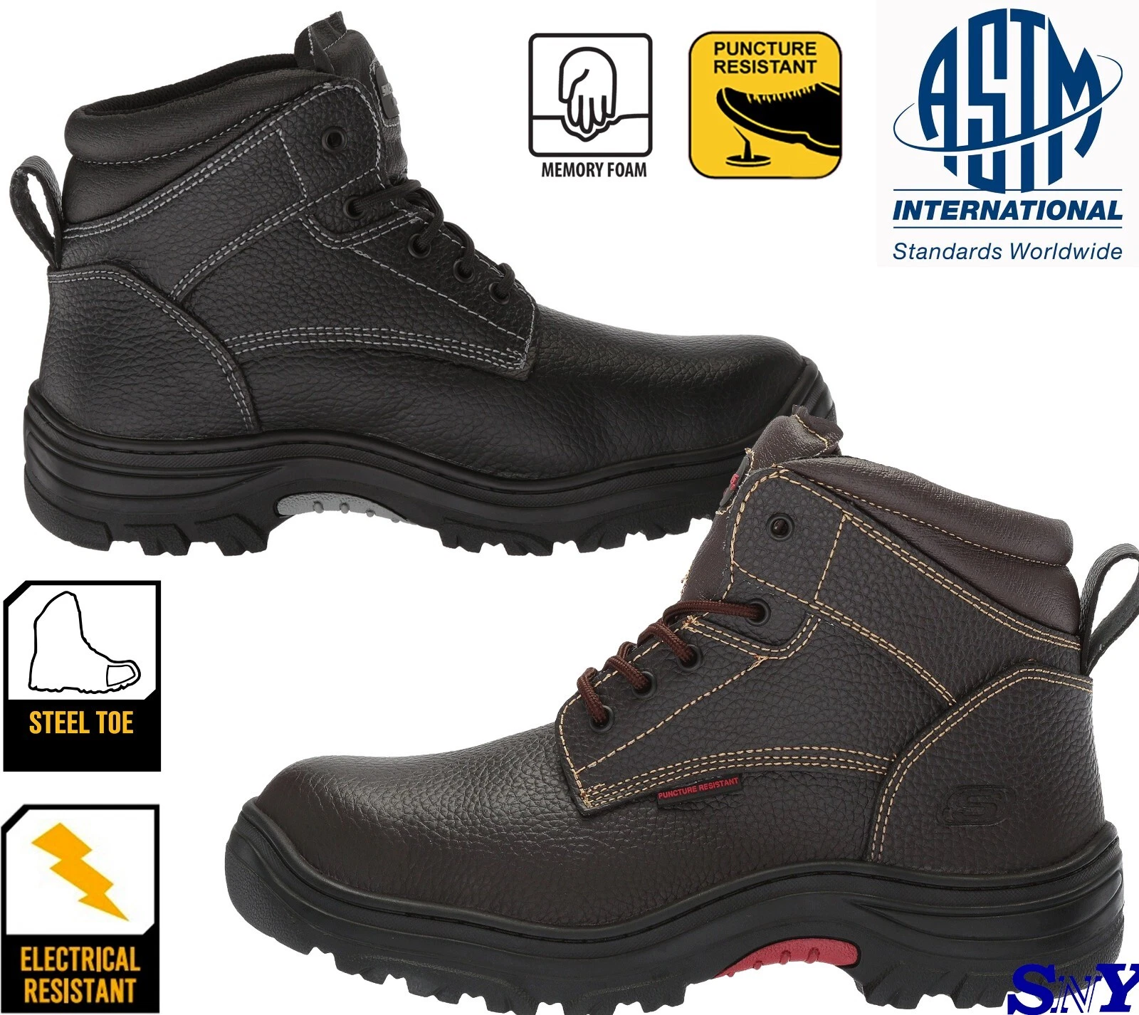 SKECHERS Men's Steel Toe Work Boots Puncture Resistant Leather Lightweight Shoes
Opens in a new wind