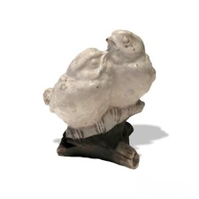 ceramica raku statuina coppia uccellini prodotto artigianale made in Italy 