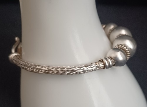 Vintage Sterling Silver 7" Chunky Beaded Bracelet Solid 925 Silver 33g - Picture 3 of 7