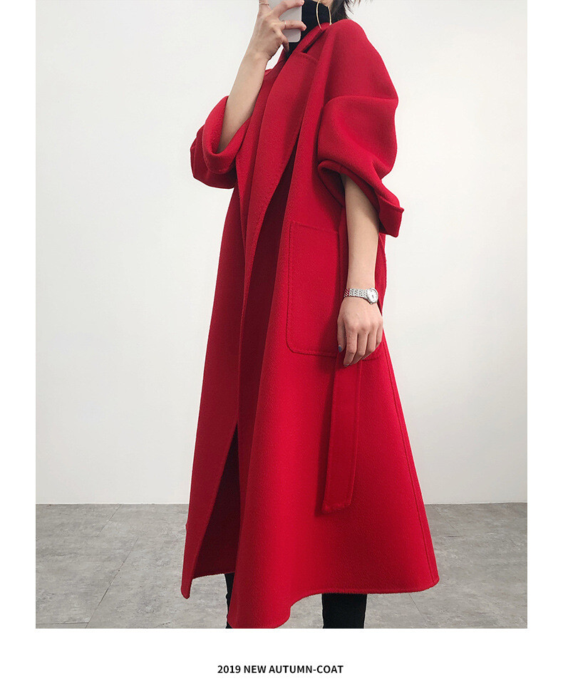 Manteau Long En Laine Lâche Style Rétro - Vert, Taille M, Manches Bouffantes - Neuf Avec étiquettes