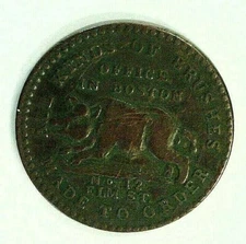 1835 HARD TIMES TOKEN HT-181 JOHN ADAMS BRUSHES TAUNTON BOSTON MASS BOAR  (9589)