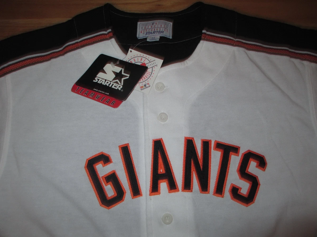 Starter SAN FRANCISCO GIANTS Button-Down Baseball (MED) Jersey w/ Tags  WHITE BLK