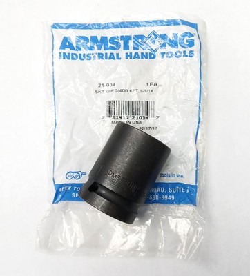 Armstrong 1-1/16'' Impact Socket 6 Point 3/4'' Drive USA 21-034
