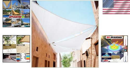 190 GSM Heavy-Duty Custom Sun Shade Sail 12' x 19' x 22.5' - UV Resistant - Picture 2 of 10