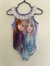 Disney Frozen 2 Toddler Girls Elsa Anna Ruffle Lined 1-Piece Swimsuit Blue 5T