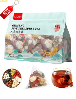 Ginseng Five Treasures Tea 30ct Caffeine-Free Chinese Herbal Kidney Blend - US