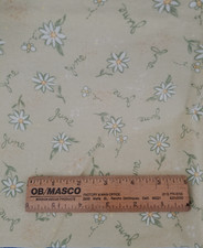 Daisies, Bees  June Brushed Cotton Fabric 1 yard X 44" Pale Sage