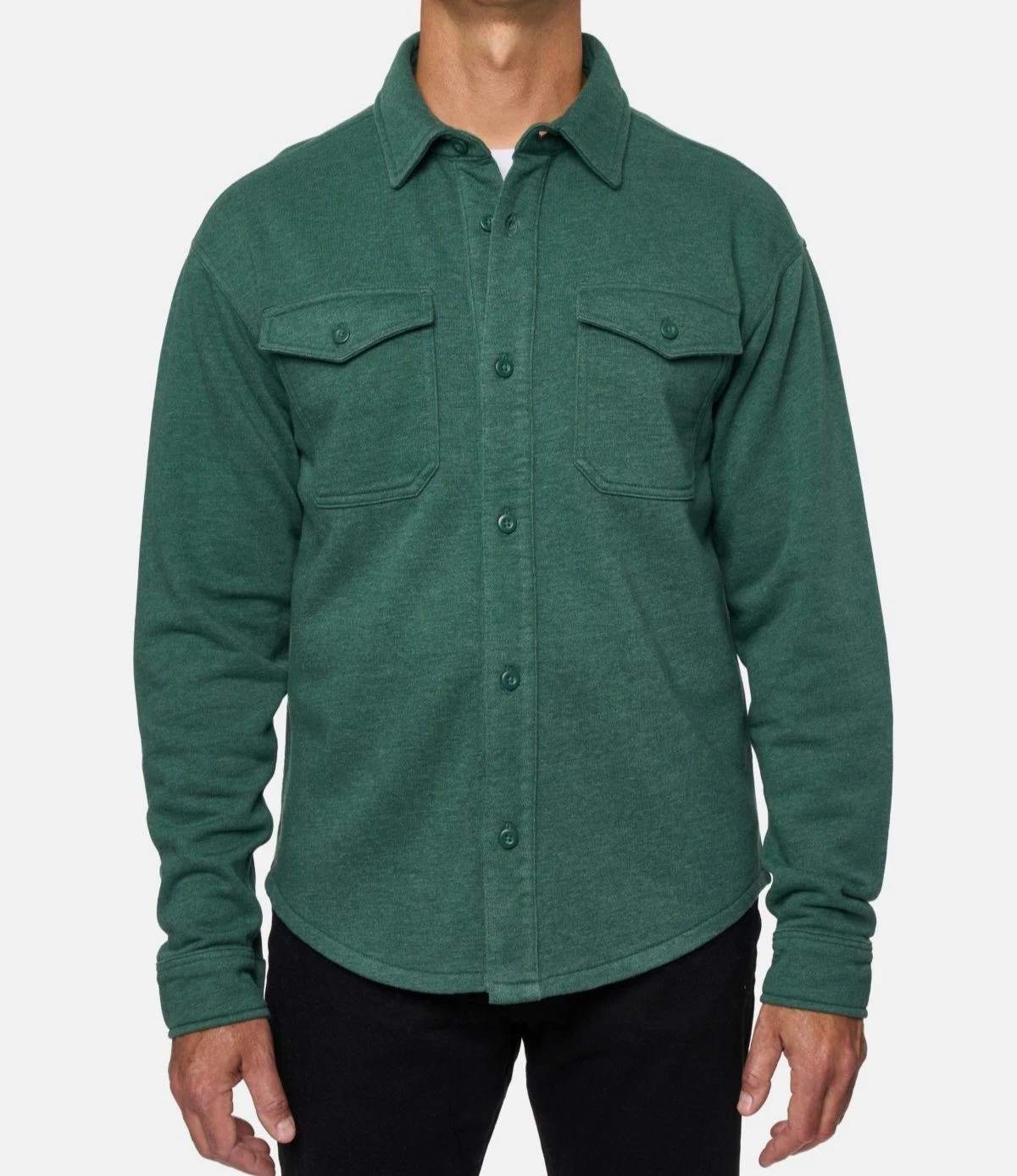 Lazer Men's Green Relaxed Fit Button-Front Burnout Fleece Shirt Jacket Size S image 1