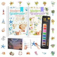 2-Pack Beginner Watercolor Workbooks