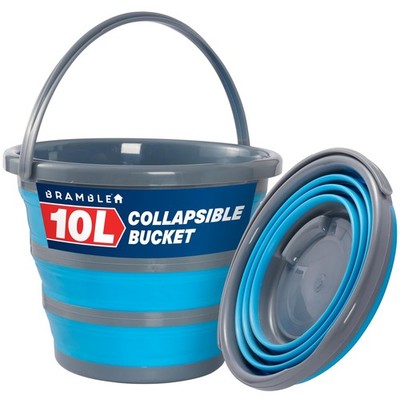 Bramble - 10L Falteimer, Faltbar Platzsparend 1er Pack, Blau/Grau 