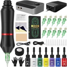 RHEIN Rotary Tattoo Machine Kit with 10pcs Cartridges NeedlesDigital Display